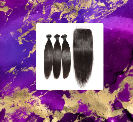 3 VIRGIN Hair Bundles + Closure